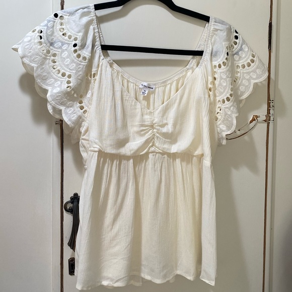 love on a hanger Tops - Love On A Hanger Sheer Cream Flowy Blouse